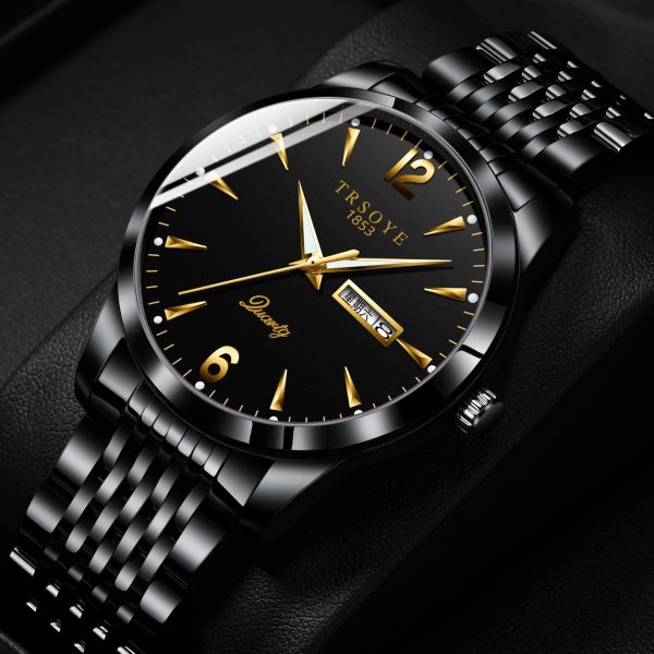 Quartz watch-068-black-gold-black-black