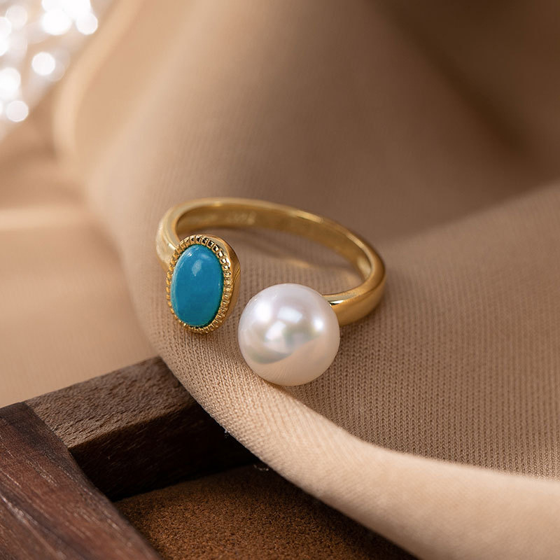 Natural Pearl Turquoise Ring