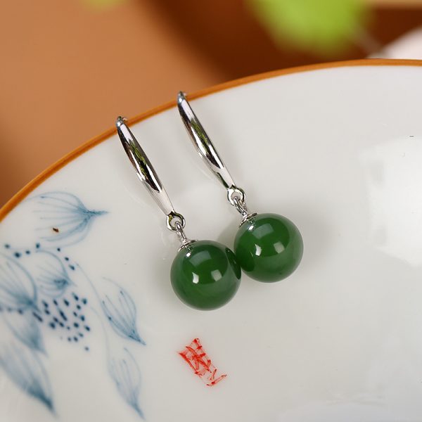 S925 sterling silver Hetian jasper earrings