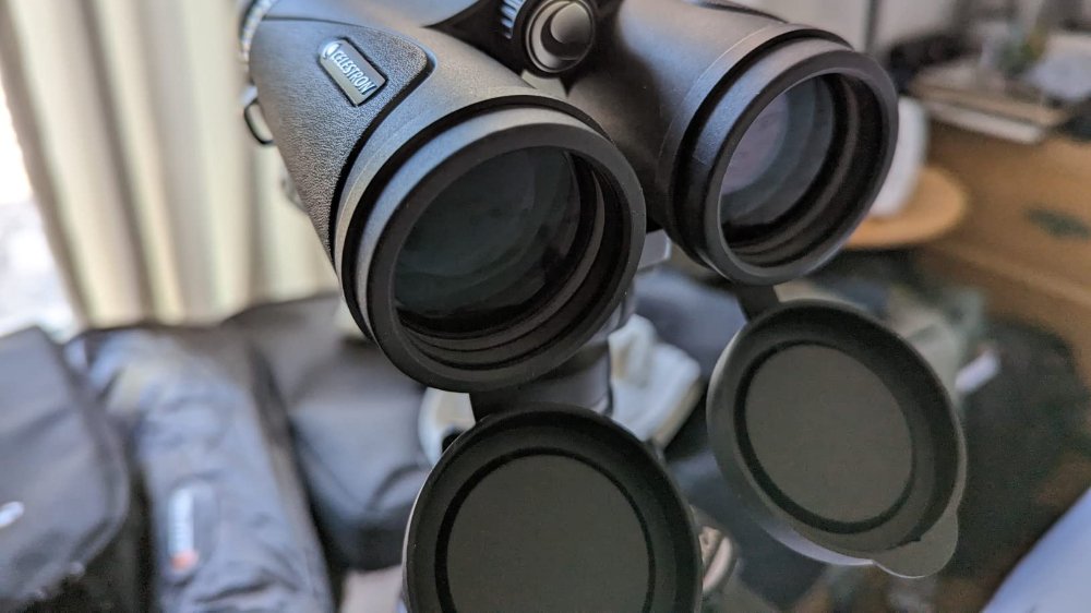 The objective lens caps on the Celestron Trailseeker 8x42 binoculars are easy to lose.